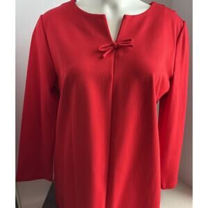 Talbots - Blouse, Red Tailored Thick Jersey, Ribbon, Size Medium